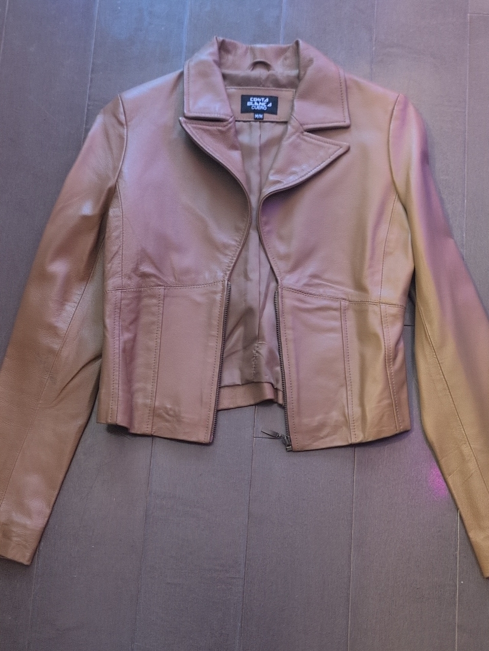 Costa Blanca Tan Leather Cropped Jacket